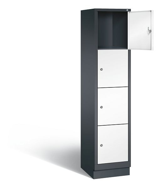 C+P lockerkast Evolo, H1800xB420xD500mm, kleur: zwartgrijs / verkeerswit, 48020-124 S10077