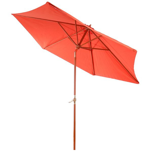 Mendler houten parasol tuinparasol market parasol Florida 3m, stabiel, kantelbaar, zwengel, terracotta, 25675