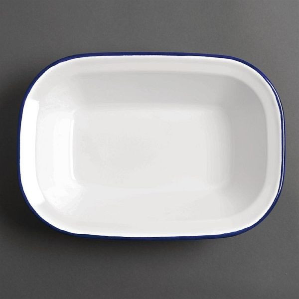 Olympia rechthoekige eetschaal wit-blauw 19 x 28cm, VE: 6 stuks, GM510