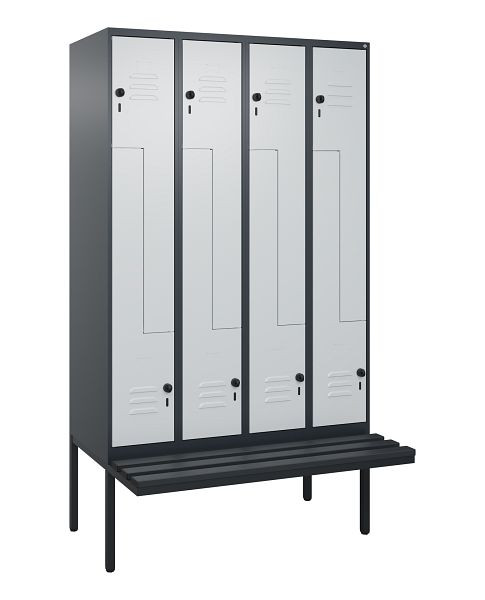 C+P Z-Spind Classic PLUS, bank, 8 vakken, 2120x1200x815mm, 7016/7035, veiligheidsdraaislot, 0800437-408 S10043