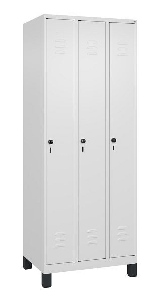 C+P Umkleidespind Classic PLUS, Füße, 3 Abteile, 1950x750x500mm, 9016/9016, Drehriegel, 080010-39 S10014