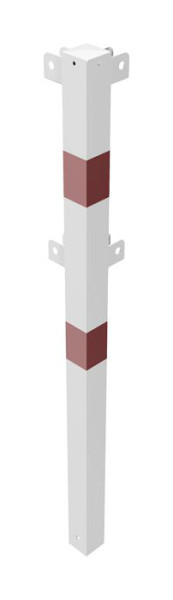 Schake-beschermingsrailing, stalen buis 70 x 70 mm, paal om in beton te plaatsen, hoekpaal voor boven- en knierail 90°, 4273B