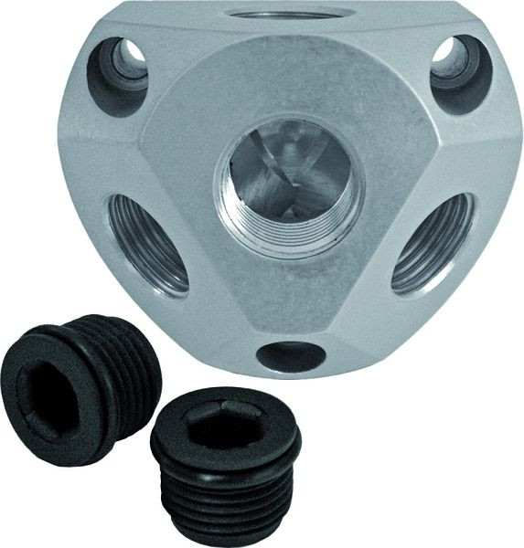 AEROTEC luchtverdeelkast aluminium 1/2" inclusief 2 pluggen, 2012028JG
