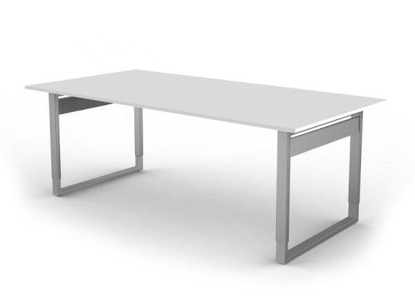 Kerkmann bureau extra groot / vergadertafel met ijzeren frame, vorm 5, B 2000 x D 1000 x H 680-820 mm, wit, 11403710