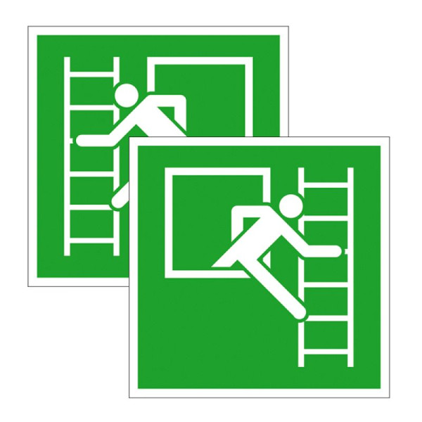 Stein HGS HGS reddingsbord nooduitgang met vluchtladder, 150 x 150 mm, kunststof, gecoat, vluchtladder links, 44.3019