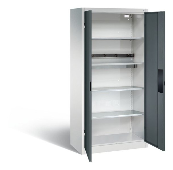 C+P acculaadkast serie 89, H1950xW930xD500mm, kleur: lichtgrijs / antracietgrijs, verzonken handgreep, 8921-05E1 S10008