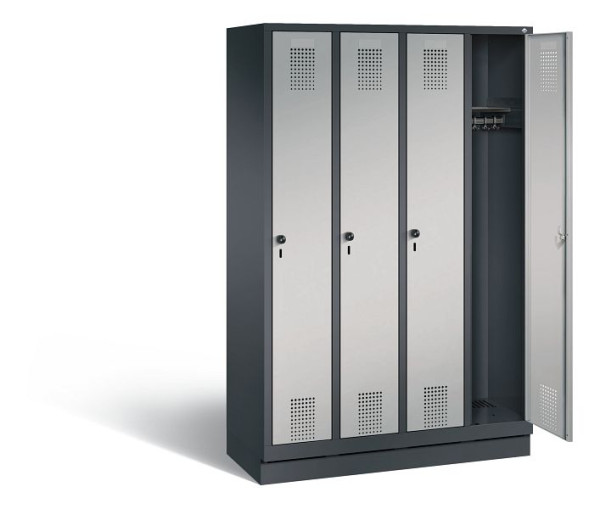 C+P kleerkast Evolo, H1800xB1190xD500mm, kleur: zwart-grijs/wit aluminium, 48020-40 S10007