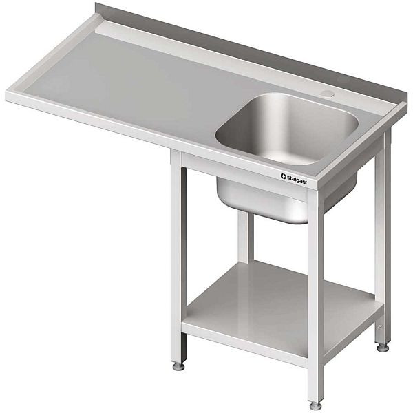 Stalgast Spültisch mit Grundboden und Überstand 1200x700x850 mm, Becken rechts, Aufkantung, verschweißt, VST12704RA