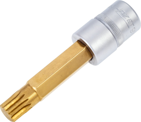 Hazet schroevendraaierdop, hol vierkant 12,5 mm, intern meertands profiel XZN, M14, lange versie met karteling, 990LG-14