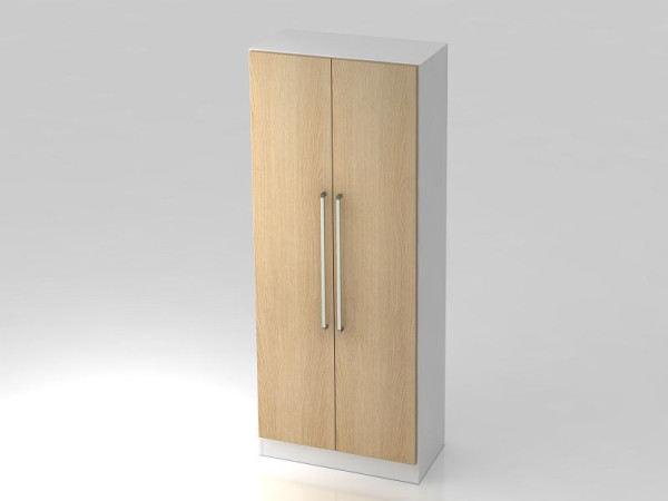 Hammerbacher kast 5OH met onderplaat chroomgreep wit/eiken, 80x42x200,4 cm (BxDxH), V7100/W/E/CE