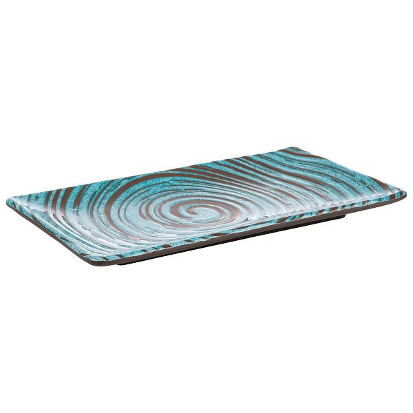 APS dienblad / sushibord -CANCUN-, 23,5 x 13,5 x 1,5 cm, melamine, binnenkant: decor, turquoise/bruin, buitenkant: bruin, 85200