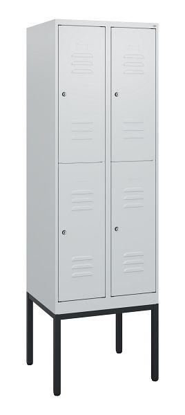 C+P Doppelstöckiger Spind Classic PLUS, Gestell, 2 Abteile, 1950x600x500mm, 7035/7035, Zylinderschlösser, 0803305-20 S10039
