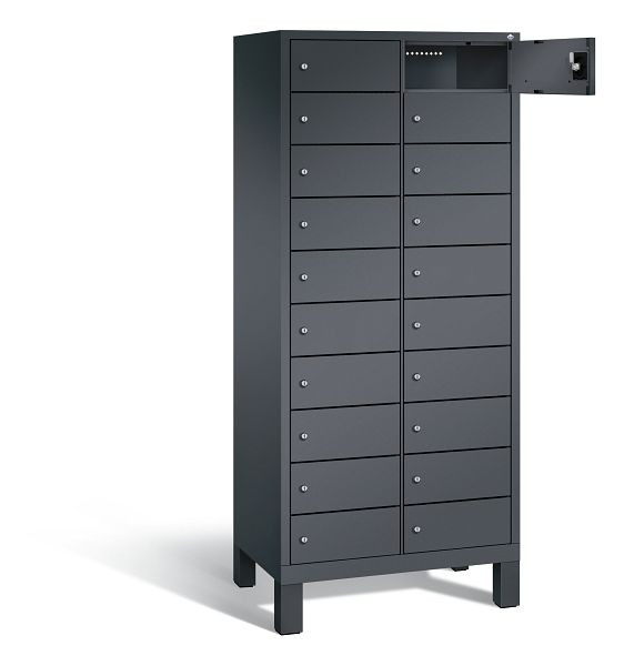 C+P lockerkast Evolo, H1700xW810xD500mm, kleur: zwart-grijs, 48010-2210 S10014