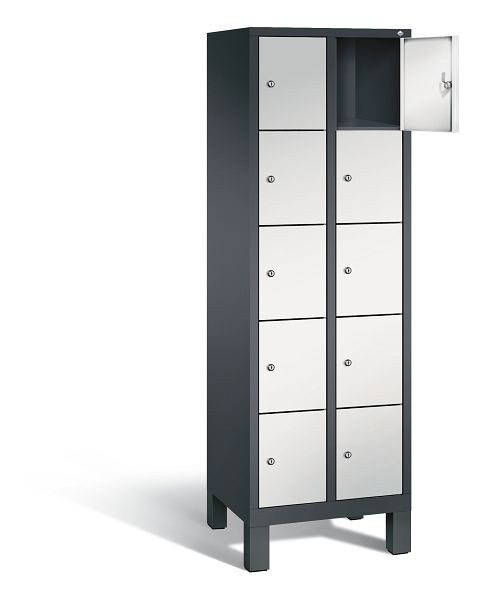 C+P lockerkast Evolo, H1850xB610xD500mm, kleur: zwartgrijs/lichtgrijs, 48010-205 S10098
