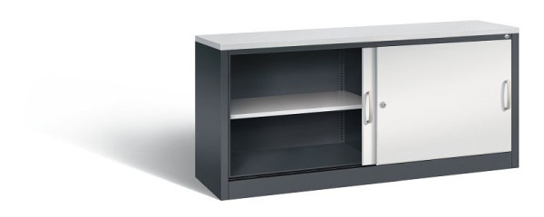 C+P dressoir met schuifdeuren Acurado, H720xB1600xD400mm, kleur: zwartgrijs/lichtgrijs, beugelgreep, 2 niveaus, 5724-00 S10369