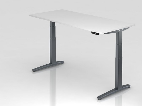 Hammerbacher elektrisch zit-sta bureau 180x80cm wit/grafiet, rechthoekige vorm, VXBHM19/W/GG