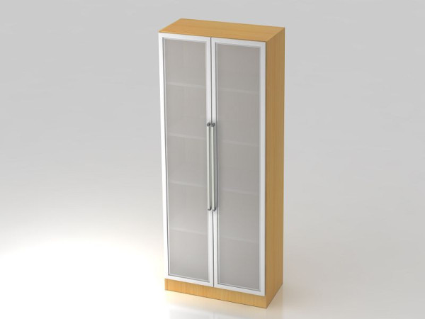 Hammerbacher vitrinekast 5OH, onderpaneel, chroomgreep beuken/zilver, 80x42x200,4 cm (BxDxH), V7100G/6/S/CE