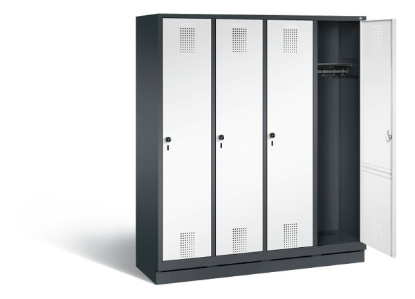 C+P garderobekast Evolo, H1800xB1590xD500mm, kleur: zwartgrijs / verkeerswit, 48020-42 S10560