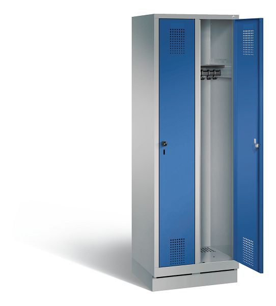 C+P Evolo kleerkast, H1800xB610xD500mm, kleur: wit aluminium / gentiaanblauw, 48020-20 S10895