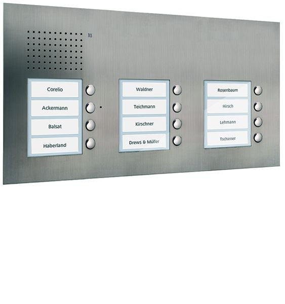TCS audio buitenstation serie PUK 12 belknoppen (rechts uitgelijnd), 3 kolommen, UP RVS, PUK12/3-ES