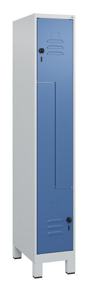 C+P Z-Spind Classic PLUS, Füße, 2 Abteile, 1800x300x500mm, 7035/5023, Drehriegel, 0800137-102 S10005