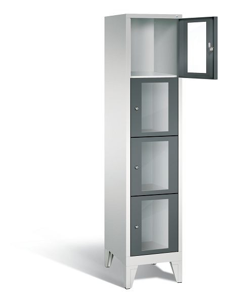 C+P lockerkast Classic, H1850xB420xD500mm, kleur: lichtgrijs / antracietgrijs, 4 vakken, 8010A124 S10018
