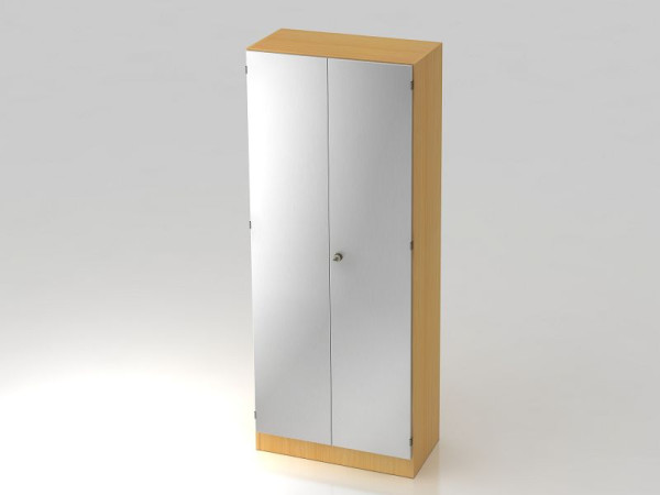 Hammerbacher kast 5OH met onderplaat gestreepte handgreep beuken/zilver, 80x42x200,4 cm (BxDxH), V6100/6/S/SG