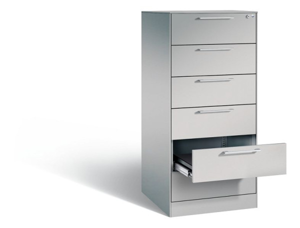 C+P archiefkast Asisto, H1310xB562xD600mm, kleur: wit aluminium, beugelgreep, 146224-622 S10007