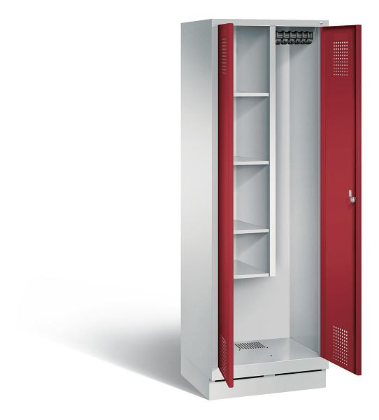 C+P reinigingsmiddelenkast Evolo, H1800xB610xD500mm, kleur: lichtgrijs/robijnrood, 48120-00 S10099