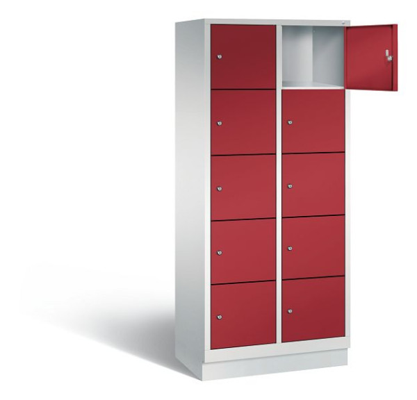 C+P lockerkast Evolo, H1800xW810xD500mm, kleur: lichtgrijs/robijnrood, 48020-225 S10003
