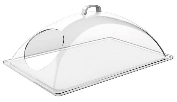 APS GN koepelkap met gat, 54 x 33 cm, hoogte: 20 cm, kap van SAN, handgreep van spuitgietzink, geschikt voor GN 1/1, 11028