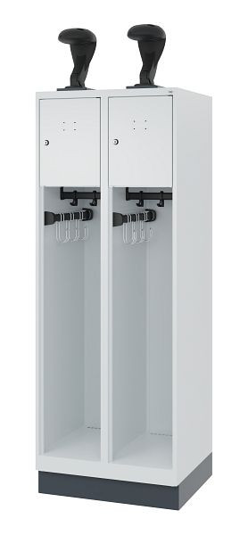 C+P brandweerkast Evolo, model YOUNGSTER, 2 compartimenten, H1530B600T500 mm, lichtgrijs, sokkel, 0490015-20 S10009