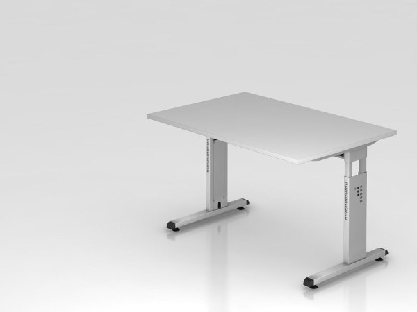 Hammerbacher bureau C-poot 120x80cm grijs/zilver, werkhoogte 65-85 cm, VOS12/5/S