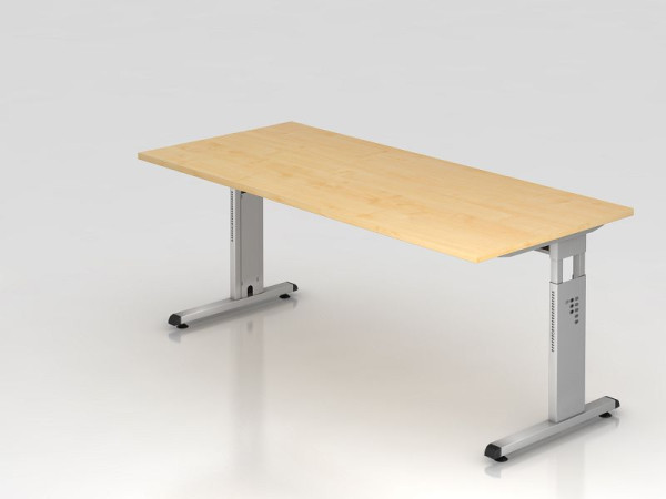 Hammerbacher bureau C-poot 180x80cm esdoorn/zilver, werkhoogte 65-85 cm, VOS19/3/S