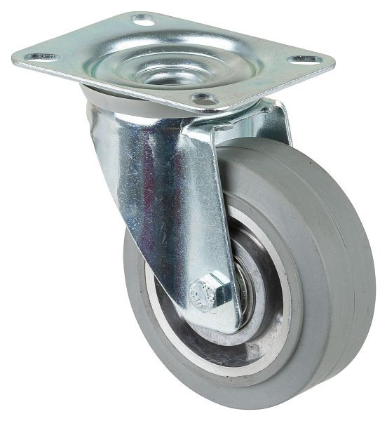 BS rollen transportrol, wielbreedte 40 mm, wiel-Ø 100 mm, draagvermogen 150 kg, grijze elastische banden, aluminium wiellichaam, kogellagers, L400.B83.100