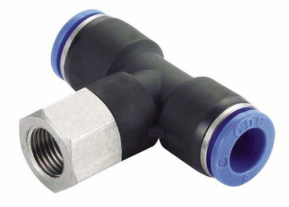 timmer B-TAd-6-M5-KU, T-schroefverbinding drukloos verstelbaar met cilindrische schroefdraad, slang-Ø: 6 mm, schroefdraad: M5, VE: 10 stuks, 03180452
