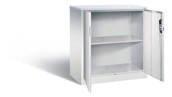 C+P kantoorkast Acurado, H1000xB930xD500mm, kleur: lichtgrijs, verzonken handgreep, 2 niveaus, 9286-1200 S10326