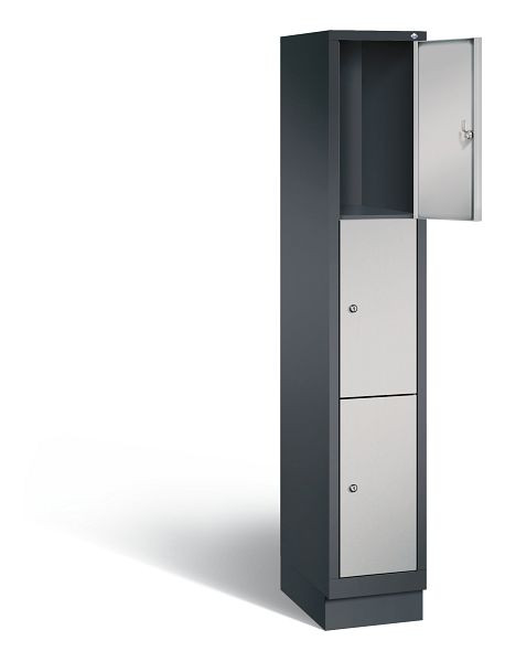C+P lockerkast Evolo, H1800xB320xD500mm, kleur: zwart-grijs/wit aluminium, 48020-103 S10112