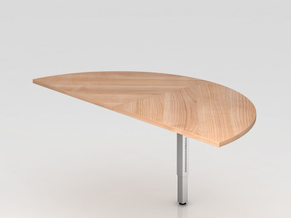 Hammerbacher aanschuiftafel 2x kwartcirkel/zilveren onderstel vierkant walnoot/zilver, halve cirkel voor bevestiging aan een bureau, VRA160/N/S