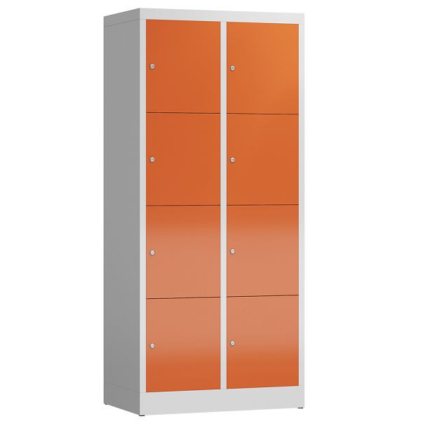 Lüllmann ClassiX lockerkast, 2 compartimenten met elk 4 compartimenten, 1800 x 800 x 500 mm, lichtgrijs/vuurrood, X-523424