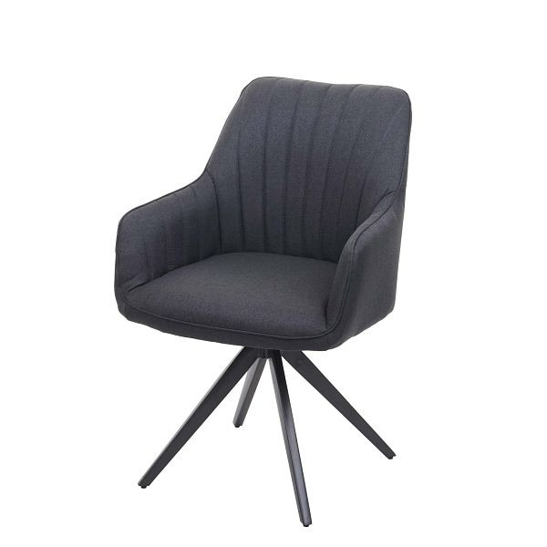 Mendler HWC-H73 eetkamerstoel, keukenstoel, fauteuil, retro staal stof/textiel, donkergrijs, 73955