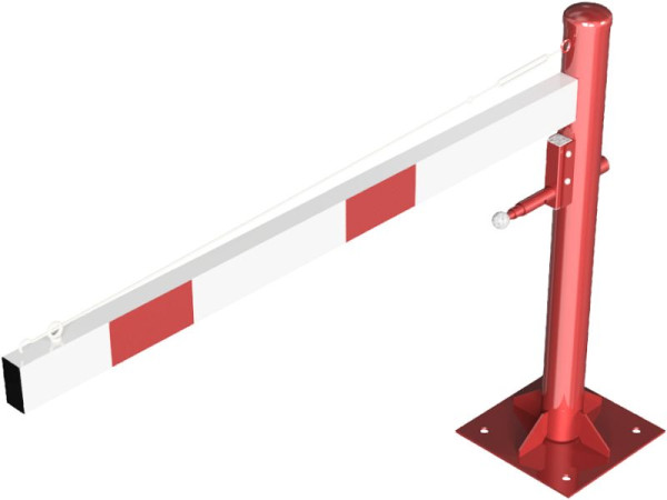 Schake roterende slagboom met kabelversterking, voor deuvelbevestiging, slagboomlengte: 1500 mm, voor hangslot, 4113_15VBP