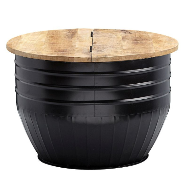 Wohnling salontafel mangohout metaal 60x41x60 cm industriële stijl rond, WL6.324
