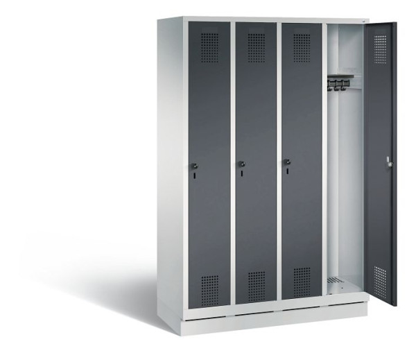 C+P garderobe Evolo, H1800xB1190xD500mm, kleur: lichtgrijs / zwartgrijs, 48020-40 S10132