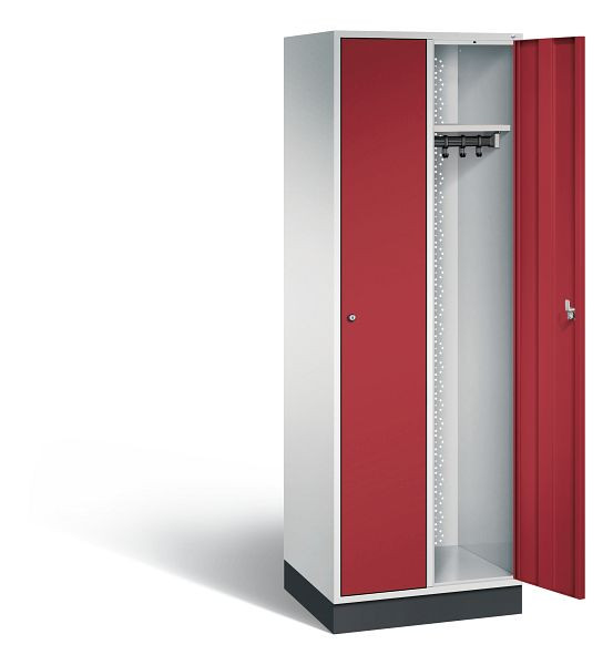 C+P locker Intro, H1950xW620xD490mm, kleur: lichtgrijs/robijnrood, 8170-201 S10002