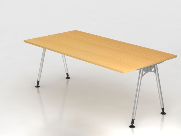 Hammerbacher bureau A-poot 200x100cm beuken, rechthoekige vorm, VAS2E/6/S