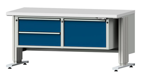 ANKE werkbanken werktafel LIFT met onderstel, breed, model 801 VL, 1500 x 800 x 740-1140 mm, RAL 7035/5010, KSP 40 mm, 405.503