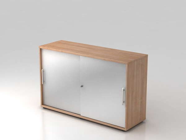 Hammerbacher schuifdeurkast 2OH 120cm relinggreep walnoot/zilver, 120x40x74,8 cm (BxDxH), V1752S/N/S/RE