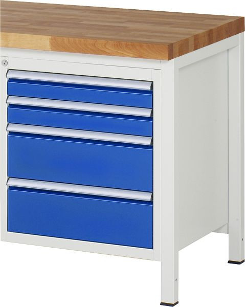 RAU onderbouwcontainer serie 7000, B580 x D650 x H620 mm, 4 x lade afmeting L 2xH90, 2xH180 mm, aan de bovenzijde open, 03-L3.1A.11