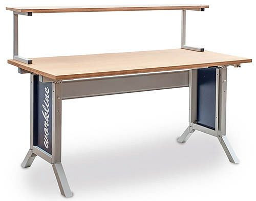Bedrunka + Hirth werklijn onderstel tafelcombinatie, elektrische hoogteverstelling, 1x werkblad beuken multiplex, 1500 x 750 mm, 07.75.41EHV